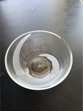 Vintage Lenox Windswept Crystal Bowl – Frosted Swirl Design – USA
